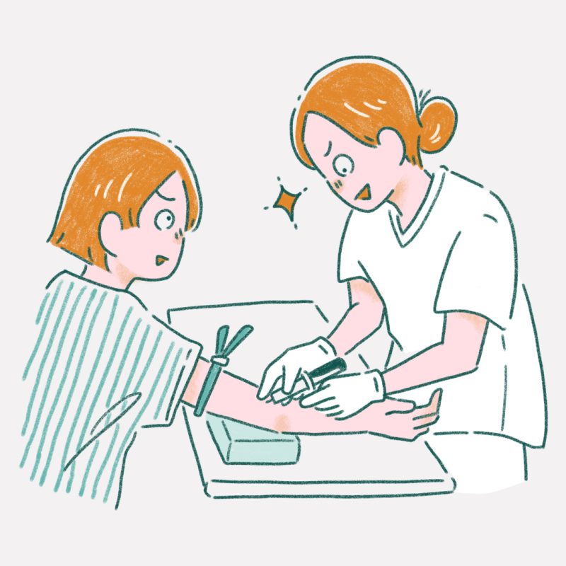 採血をする看護師のイラスト